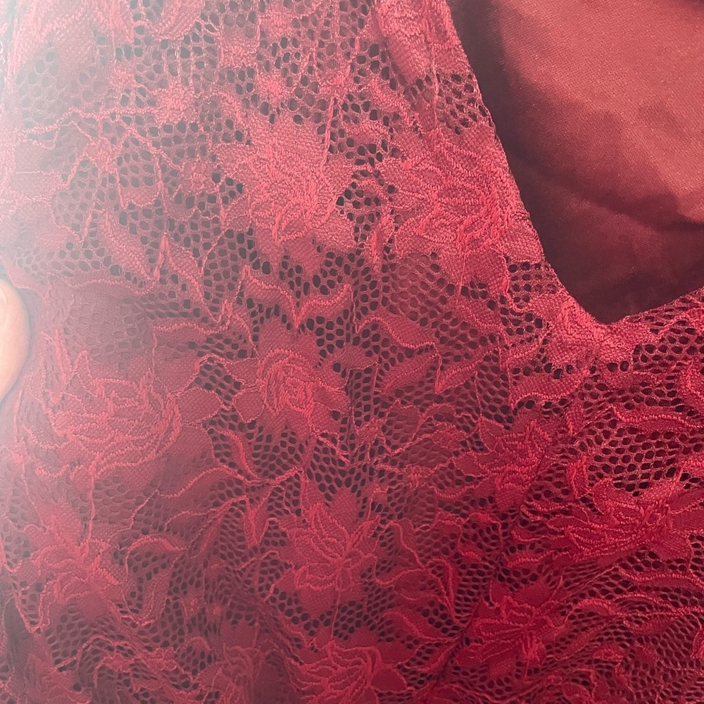 Red Lace Peplum Top - Picture 3 of 4